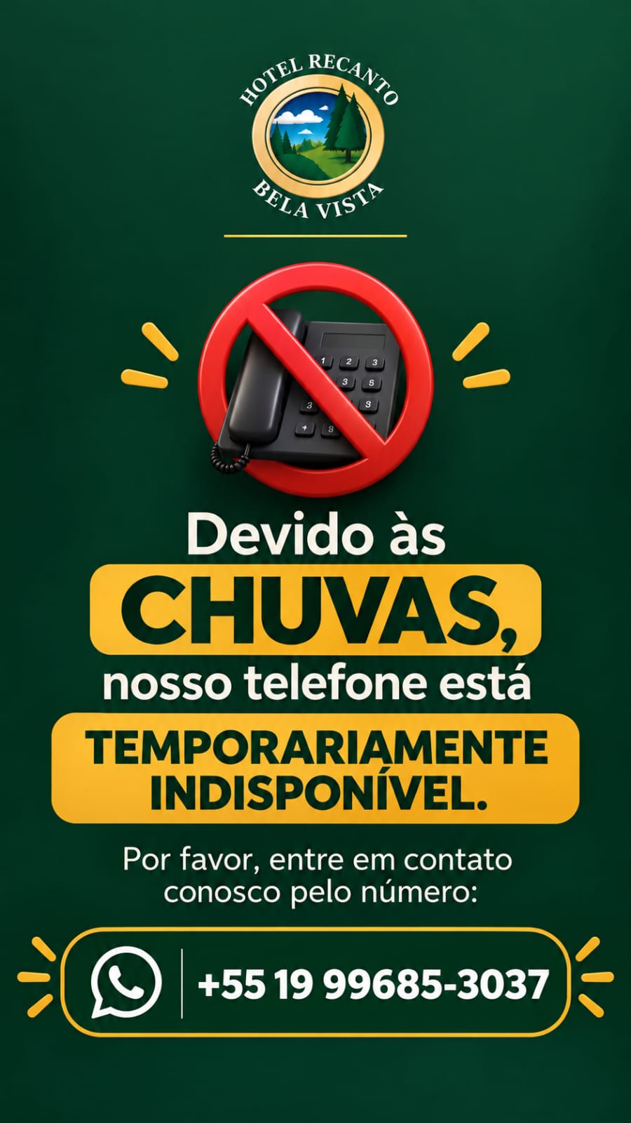 Aviso sobre telefone